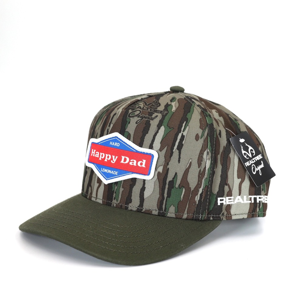 Happy Dad Realtree Camo Snapback Hat Mens OSFM Army Green 2 Tone Outdoor Cap NEW
